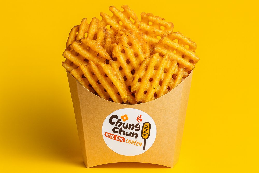 Frites Gwangjang — frites gaufrées nappées de cheddar façon coréenne