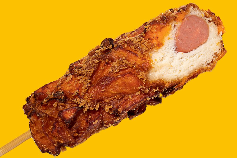 Rice Dog Patate Douce, enrobage sucré-salé croustillant